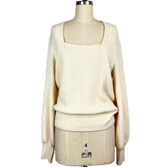 Madewell Melwood Square-Neck Sweater Wool Blend Coziest Yarn Size M Style NG731 - Picture 4 of 9